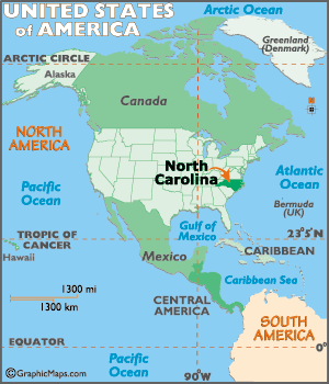 North Carolina Where in USA Map