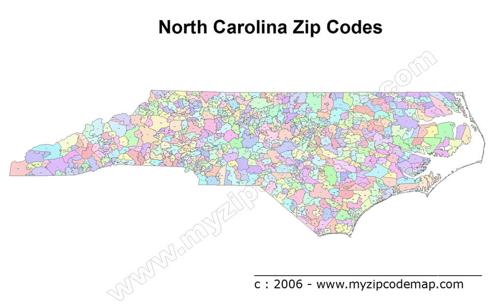 North Carolina Zip Code Map