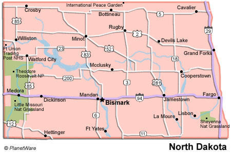 North Dakota City Map