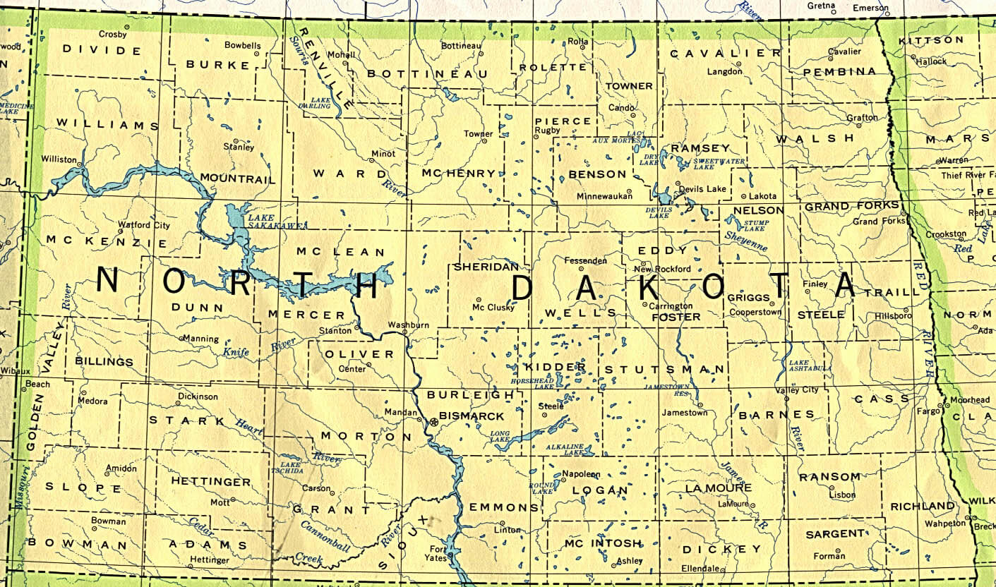 North Dakota Historical Map