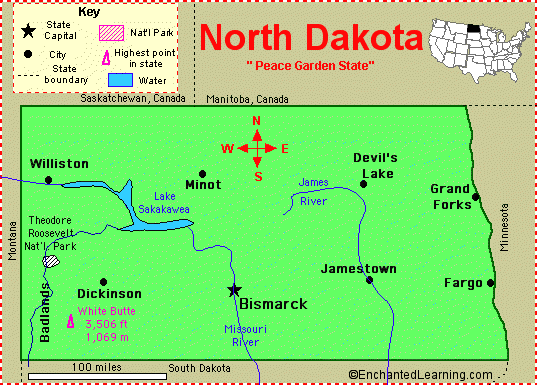 North Dakota Map United States