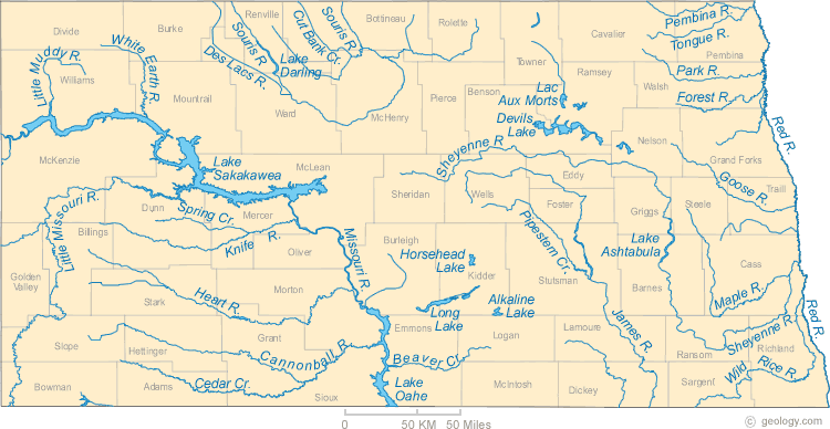 North Dakota Rivers Map