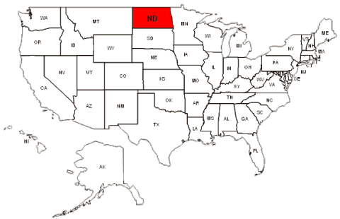 North Dakota USA Map