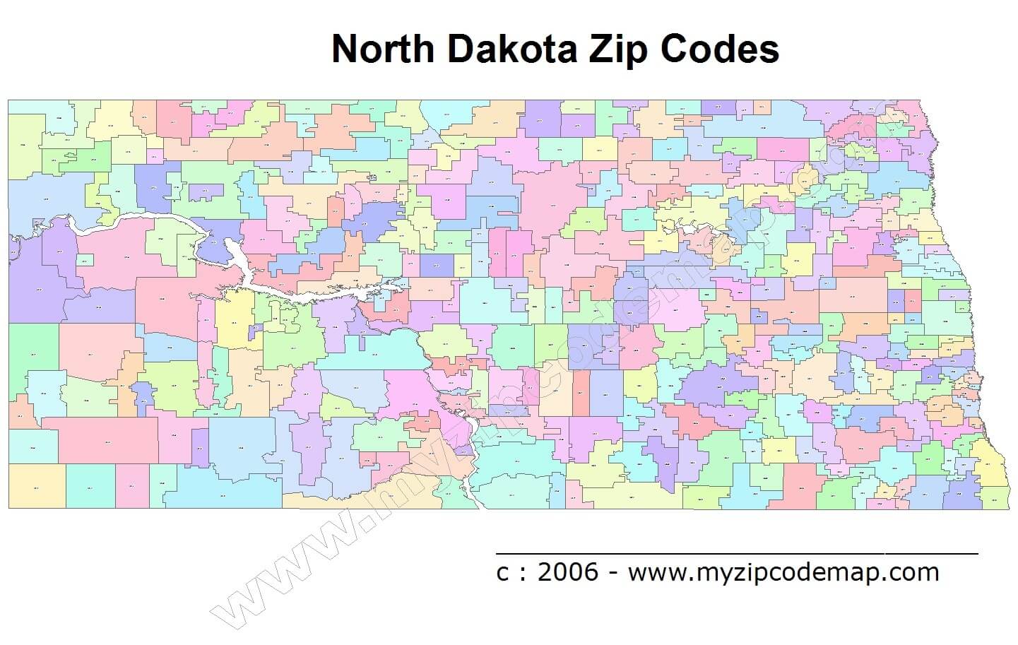 North Dakota Zip Code Map