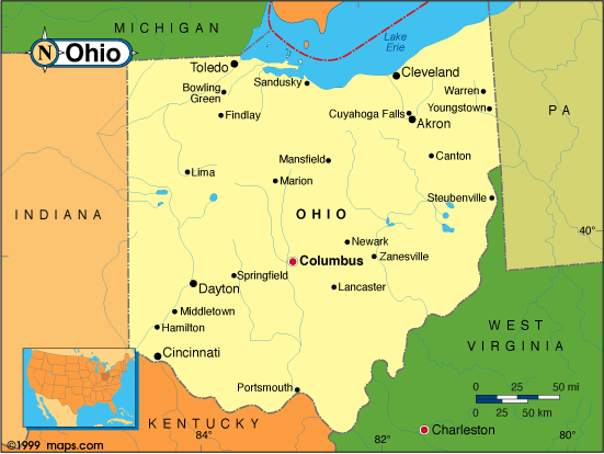 Counties Map of Ohio