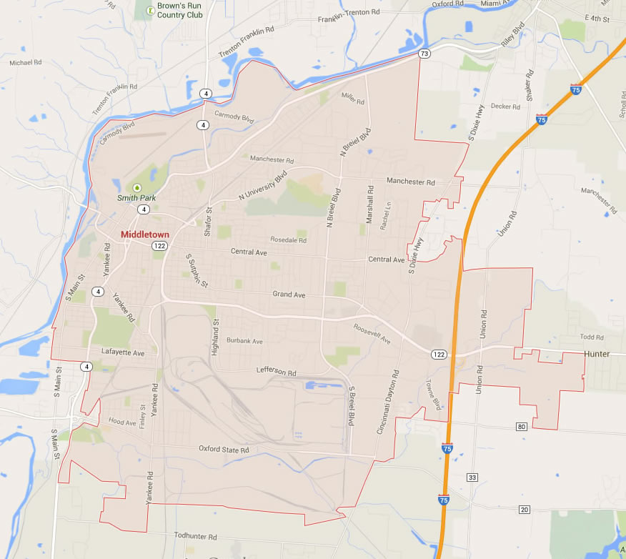 Middletown, Ohio Map