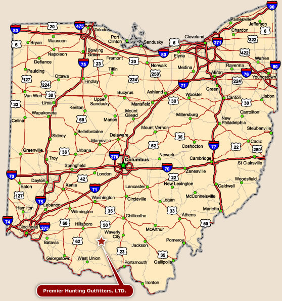Cities Map of Ohio US