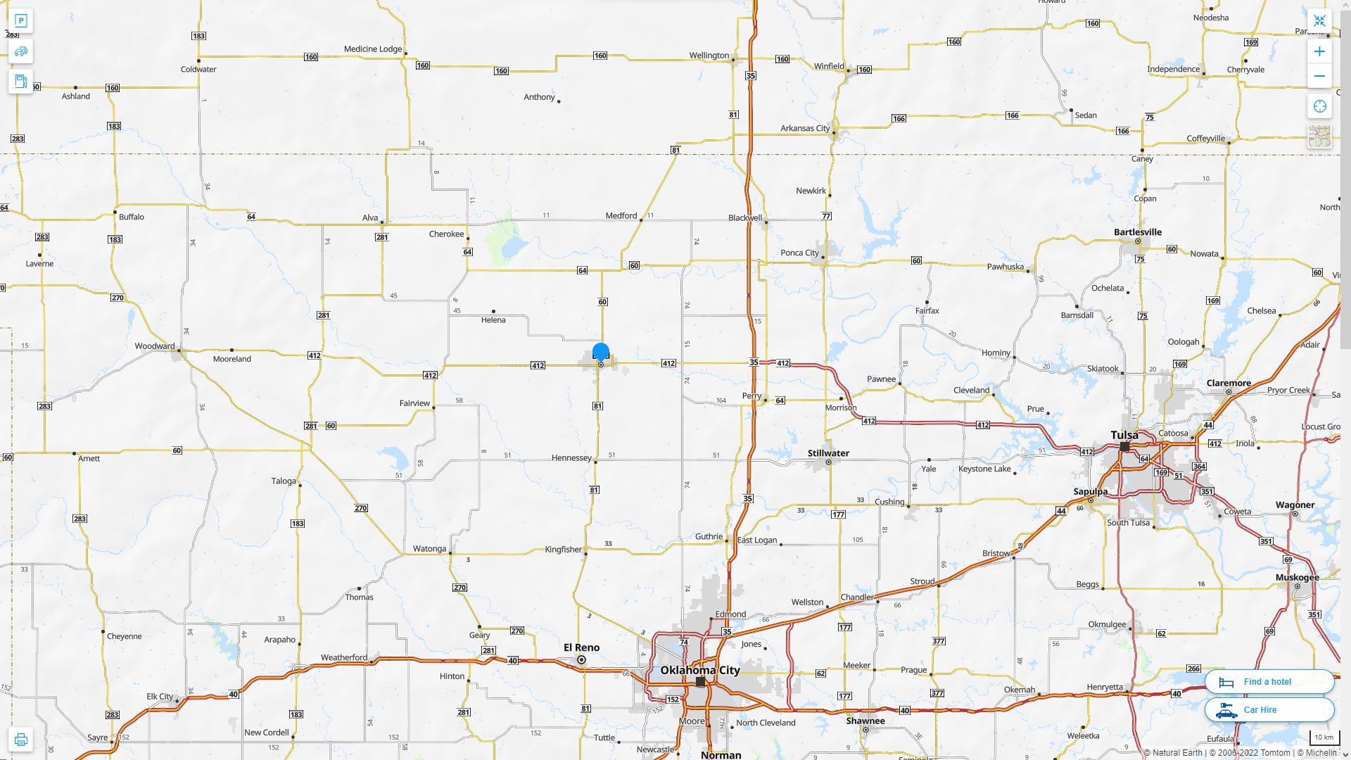 Enid Oklahoma Highway and Road Map