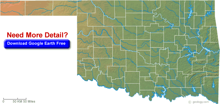 Oklahoma Blank Physical Map