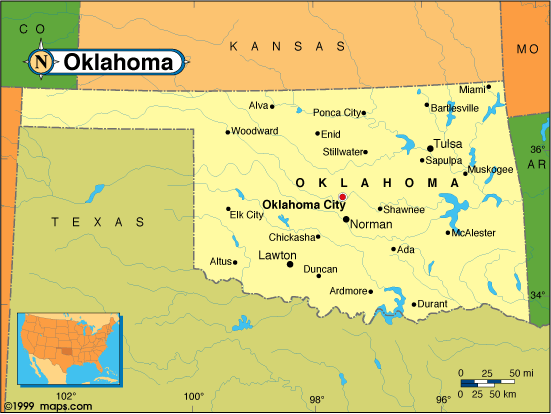 oklahoma city on us map Oklahoma Map United States oklahoma city on us map