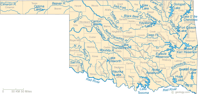 Oklahoma Rivers Map