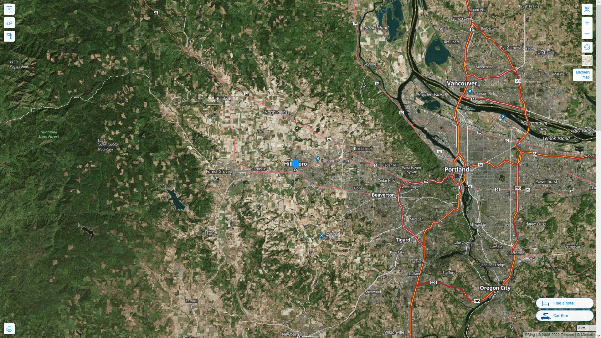 Hillsboro, Oregon Map