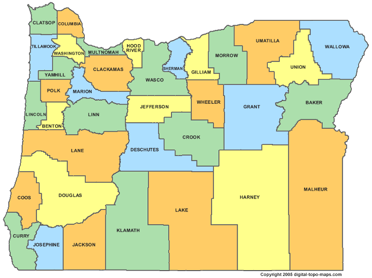 Oregon Counties Map