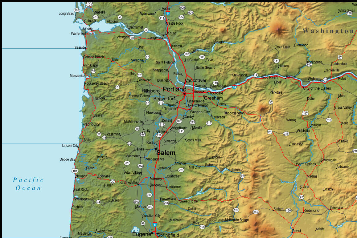 oregon geographical map