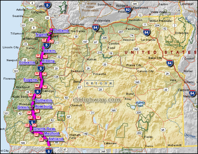 Oregon Map InterState 5