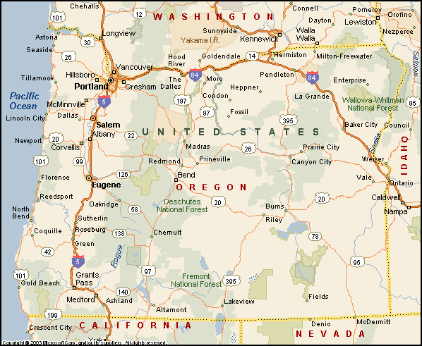 oregon state road map