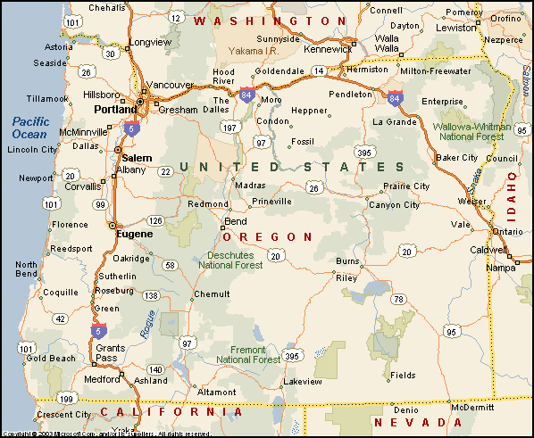 Oregon State Road Map