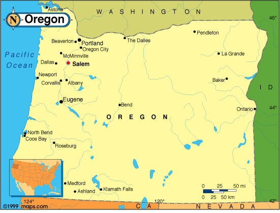 Political Map of Oregon