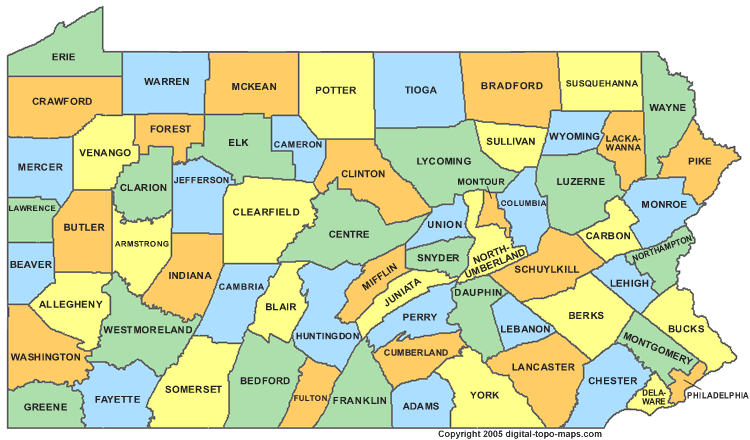 Pennsylvania County Map