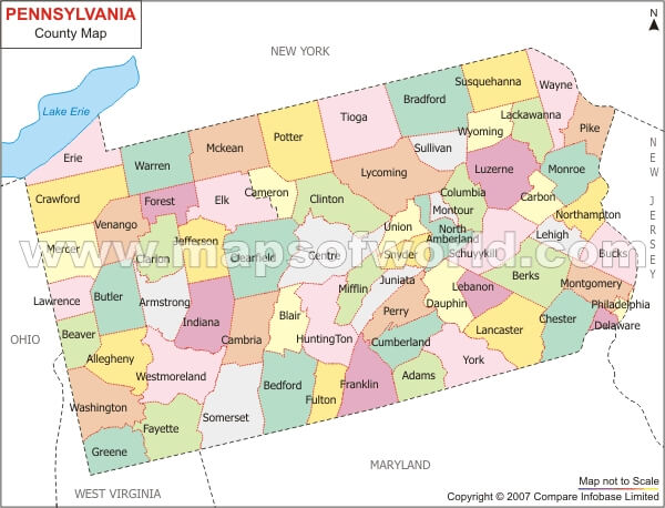 Pennsylvania County Map USA