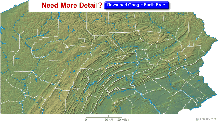 Pennsylvania Physical Map United States