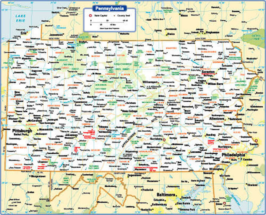 pennsylvania state map usa