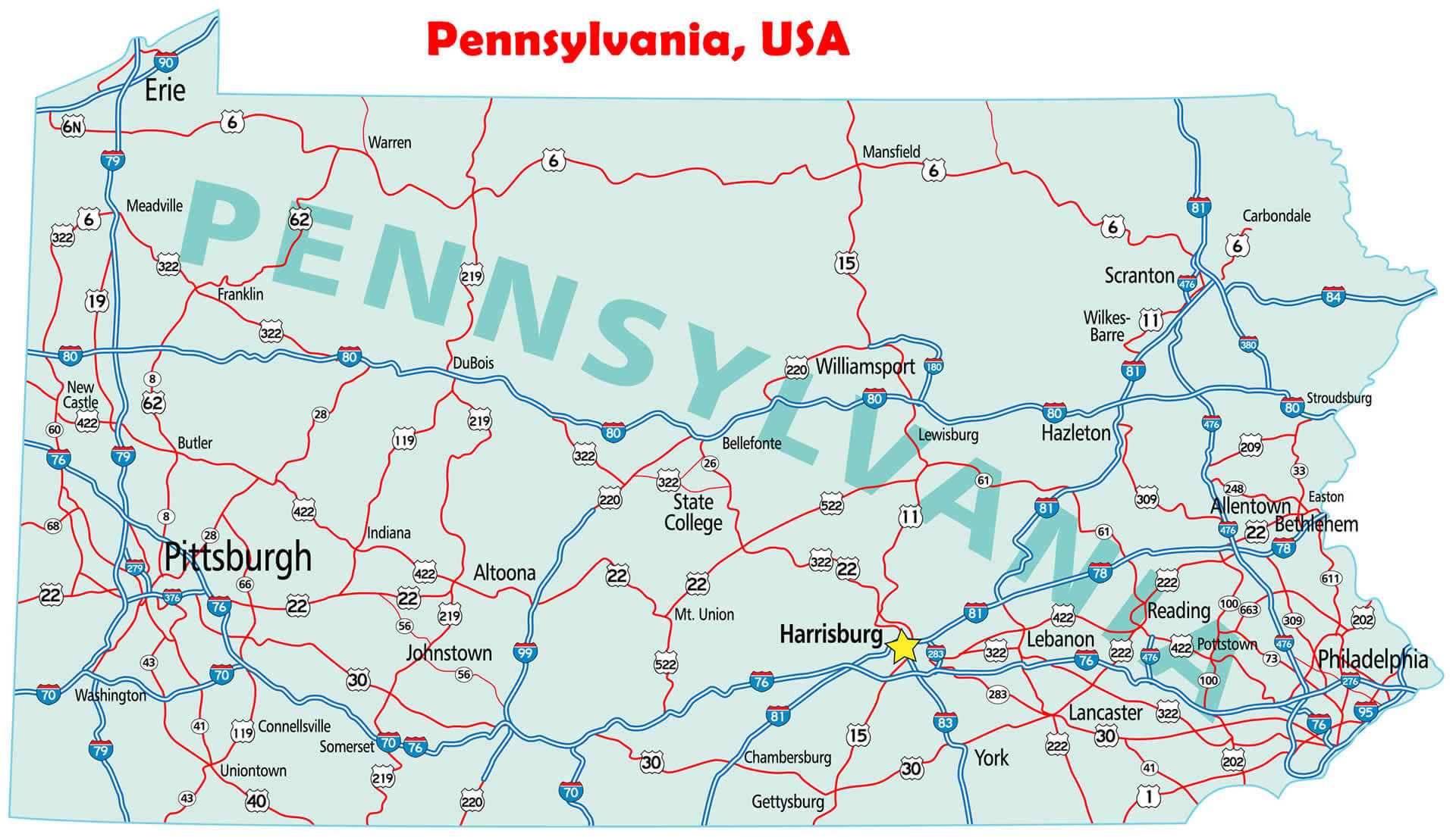 Pennsylvania State Road Map