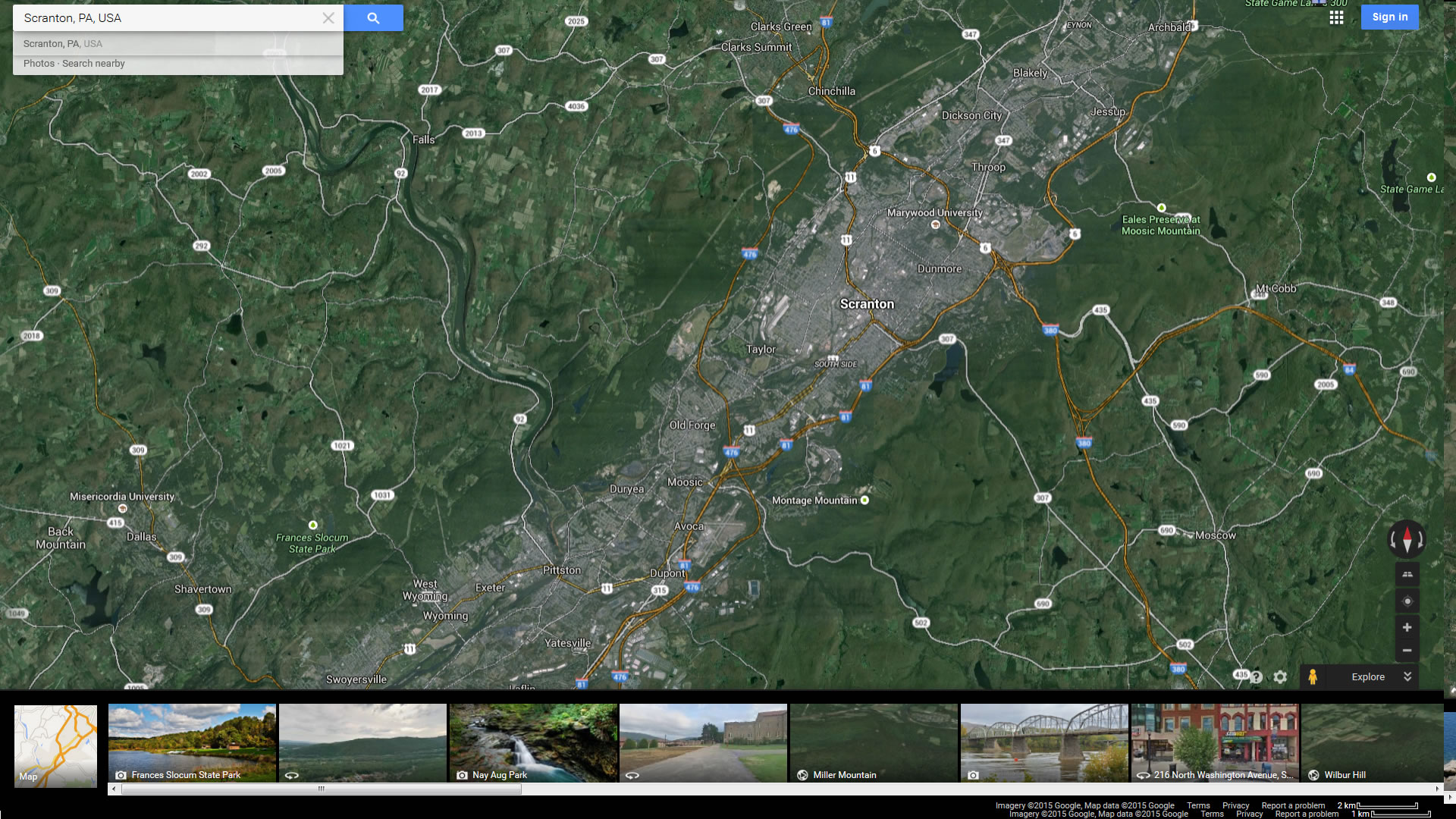 scranton map pennsylvania us satellite