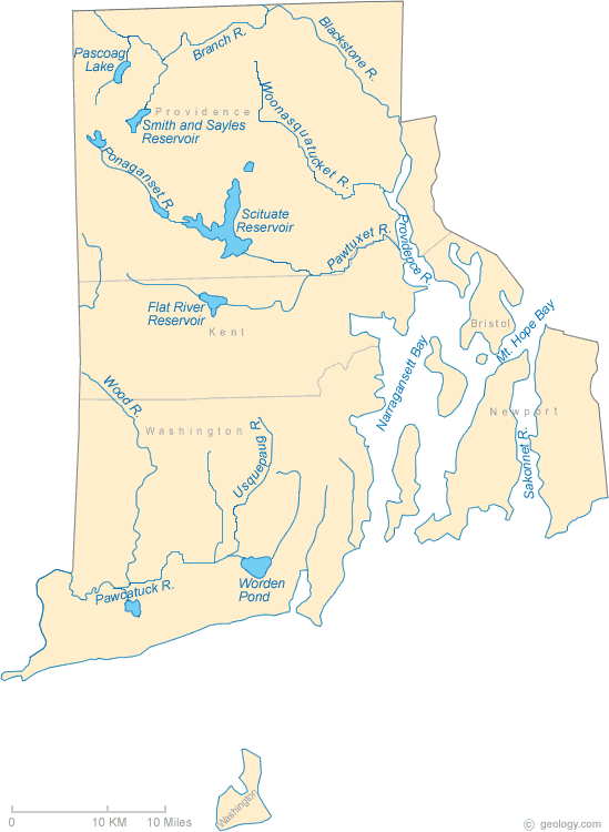 Rhode Island Rivers Map