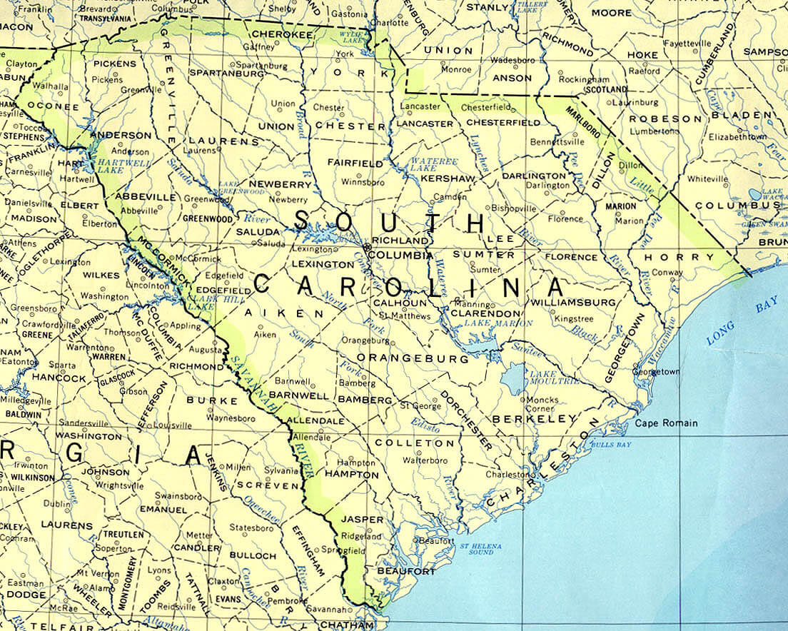 South Carolina Historical Map