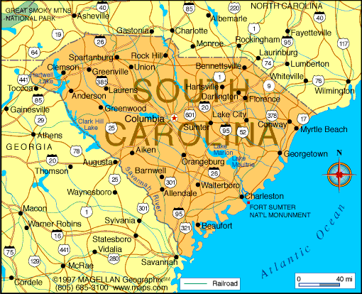 South Carolina Rail Road Map