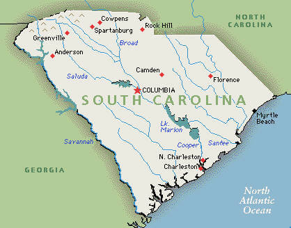 South Carolina map