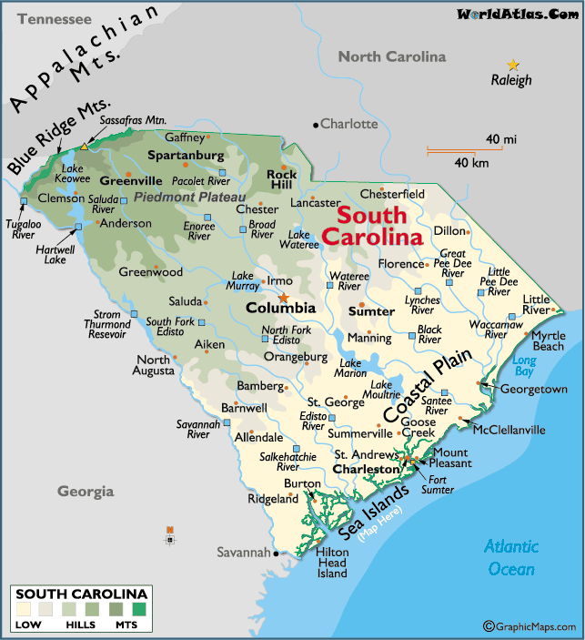South Carolina map