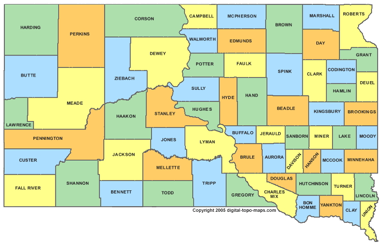 South Dakota County Map