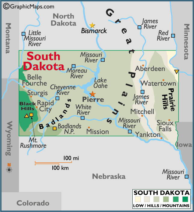 South Dakota Map United States