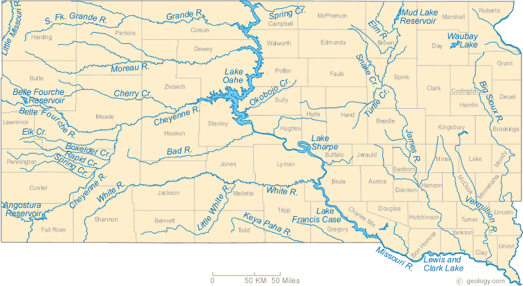 South Dakota Rivers Map