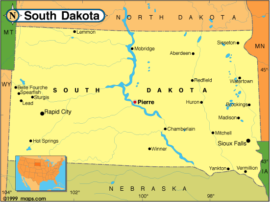 State Map of South Dakota