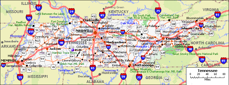 Tennessee Route Map