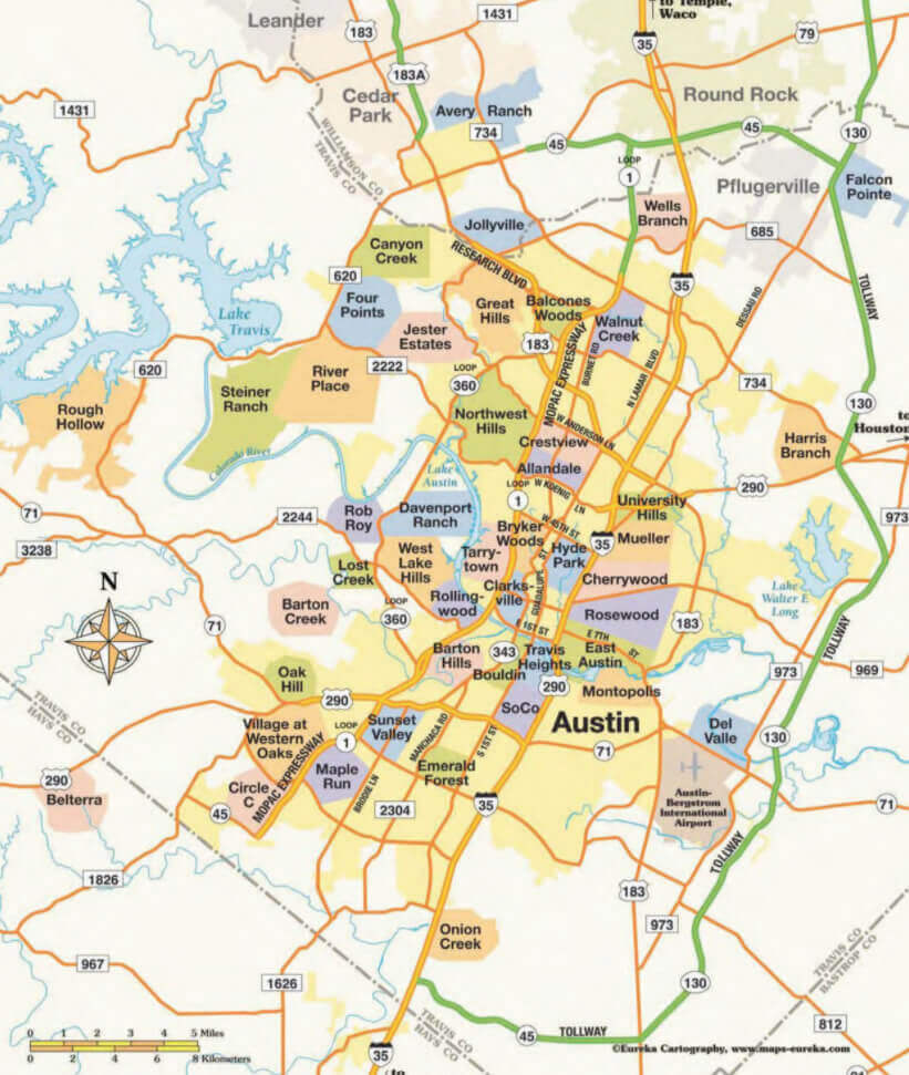 Austin Texas Suburbs Map Austin, Texas Map