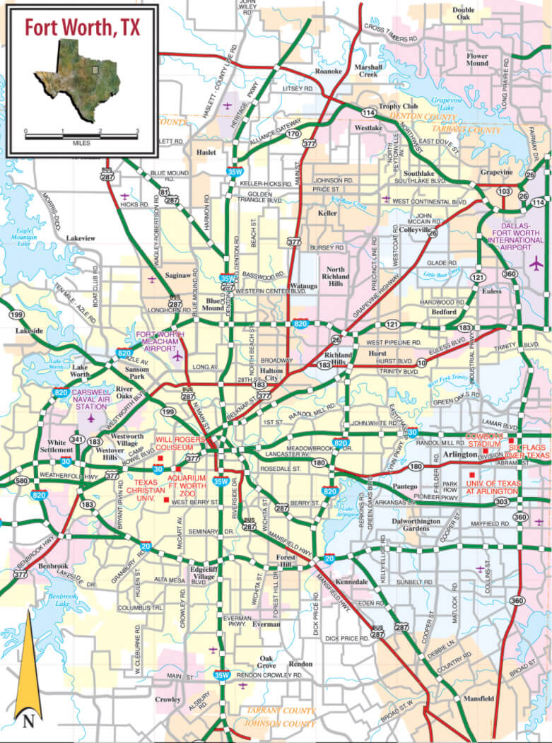 Fort Worth Texas Map Fort Worth, Texas Map