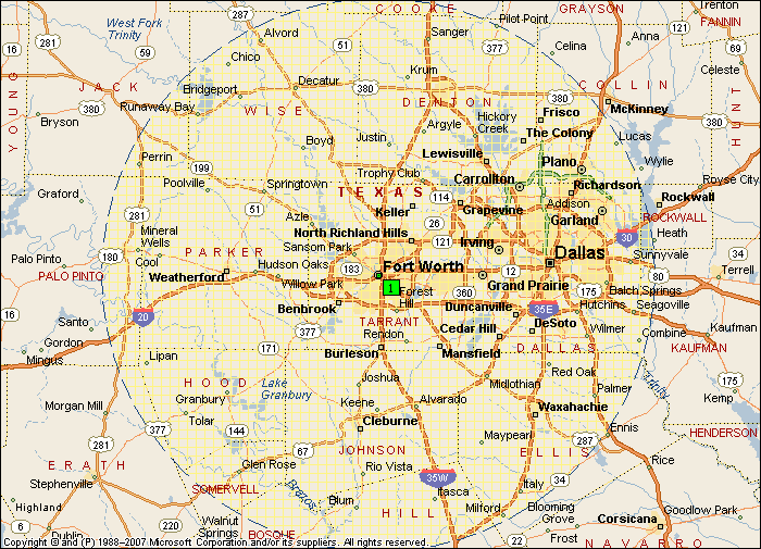 fort worth area map