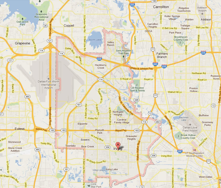 map of irving