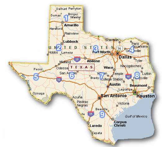 texas map cities