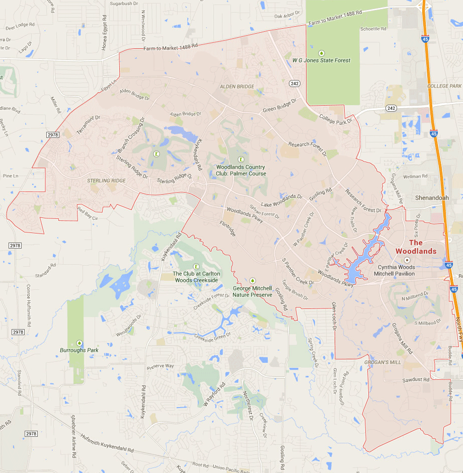 the woodlands texas map usa