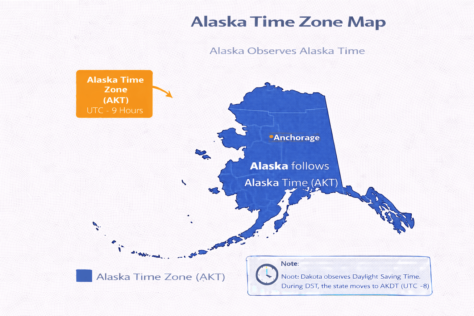 Alaska time zone map infographic