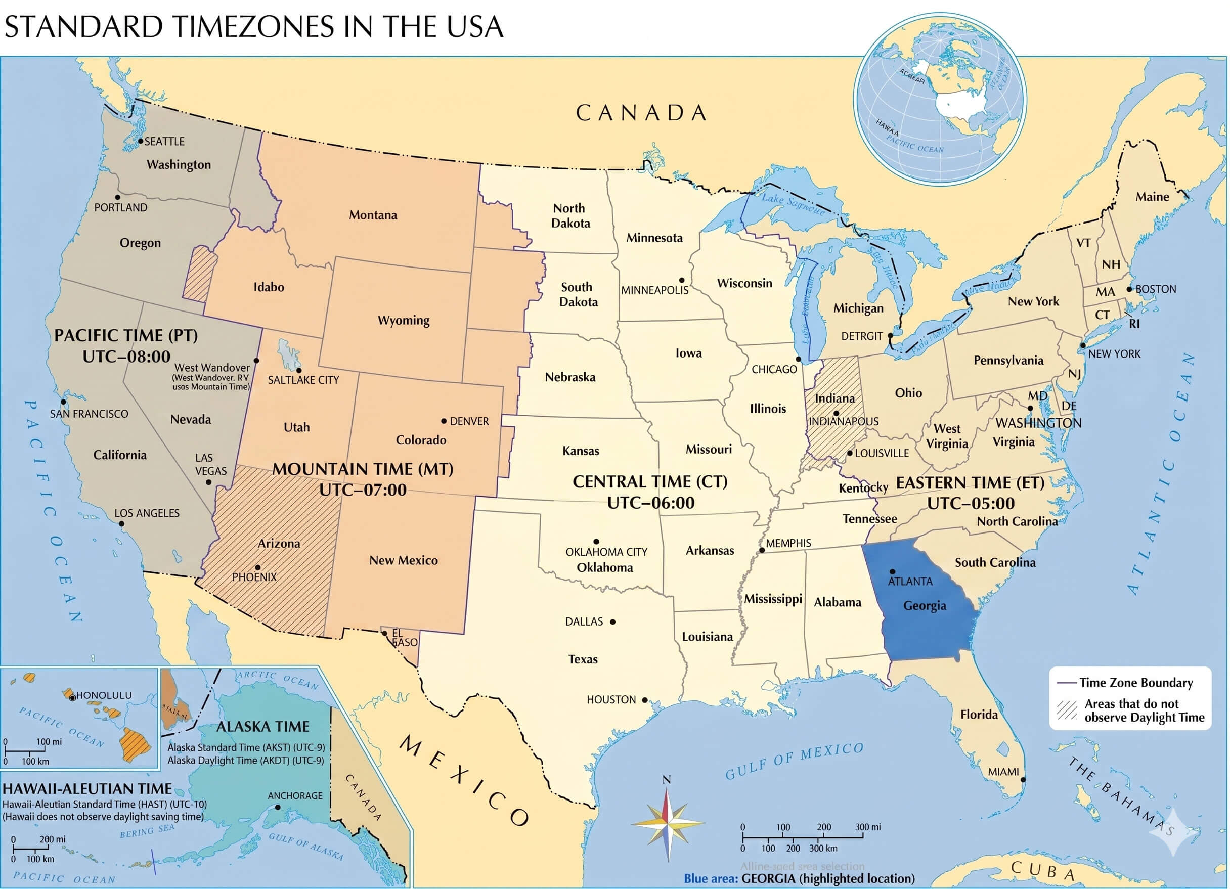 Georgia time zone map