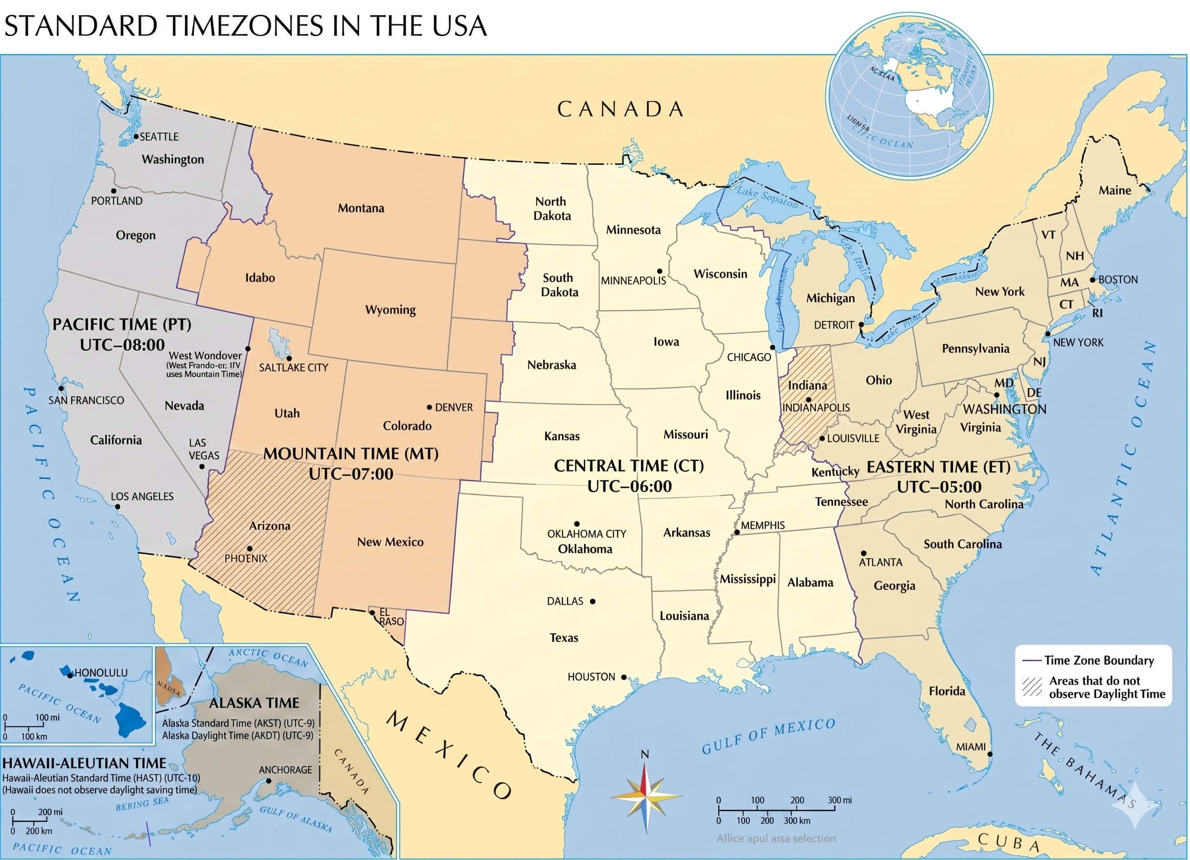 Hawaii time zone map