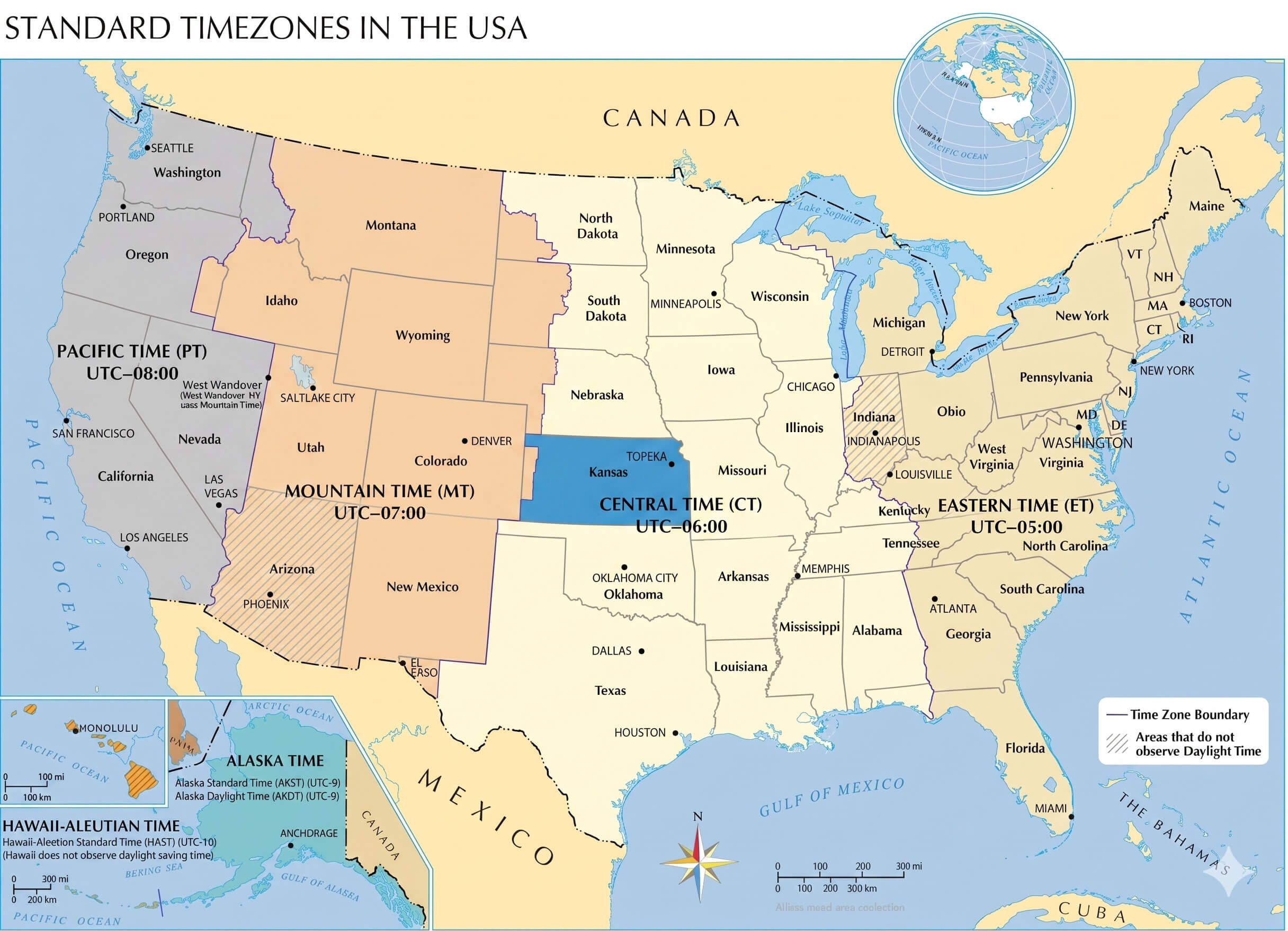 Kansas time zone map