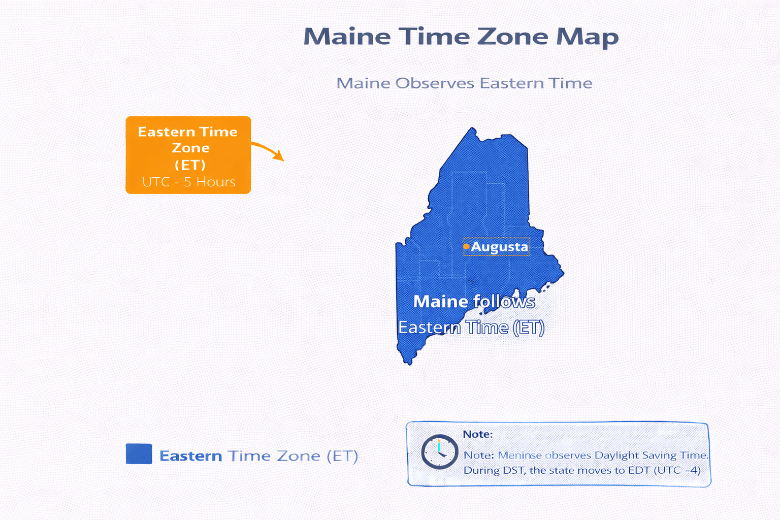 Maine time zone map infographic