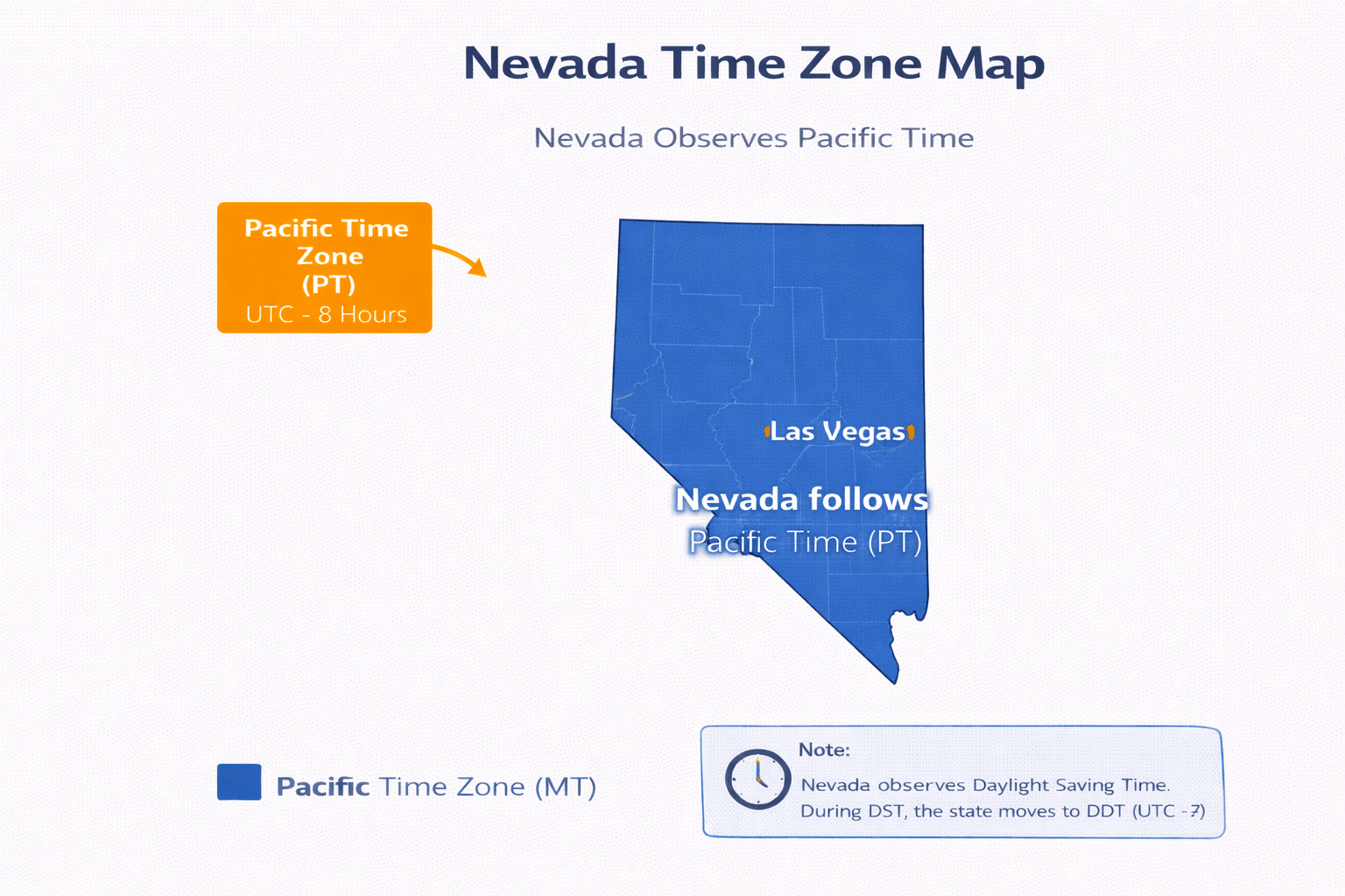 Nevada time zone map infographic
